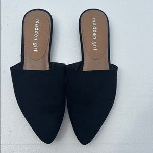 Madden Girl Black Pointed-Toe Mules Suede Upper Size 7.5
